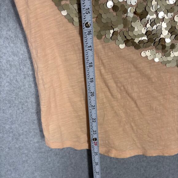 Express Shirt Small Peach Gold Sequin One Shoulder Loose 80s Modal Soft Girl - Picture 5 of 8